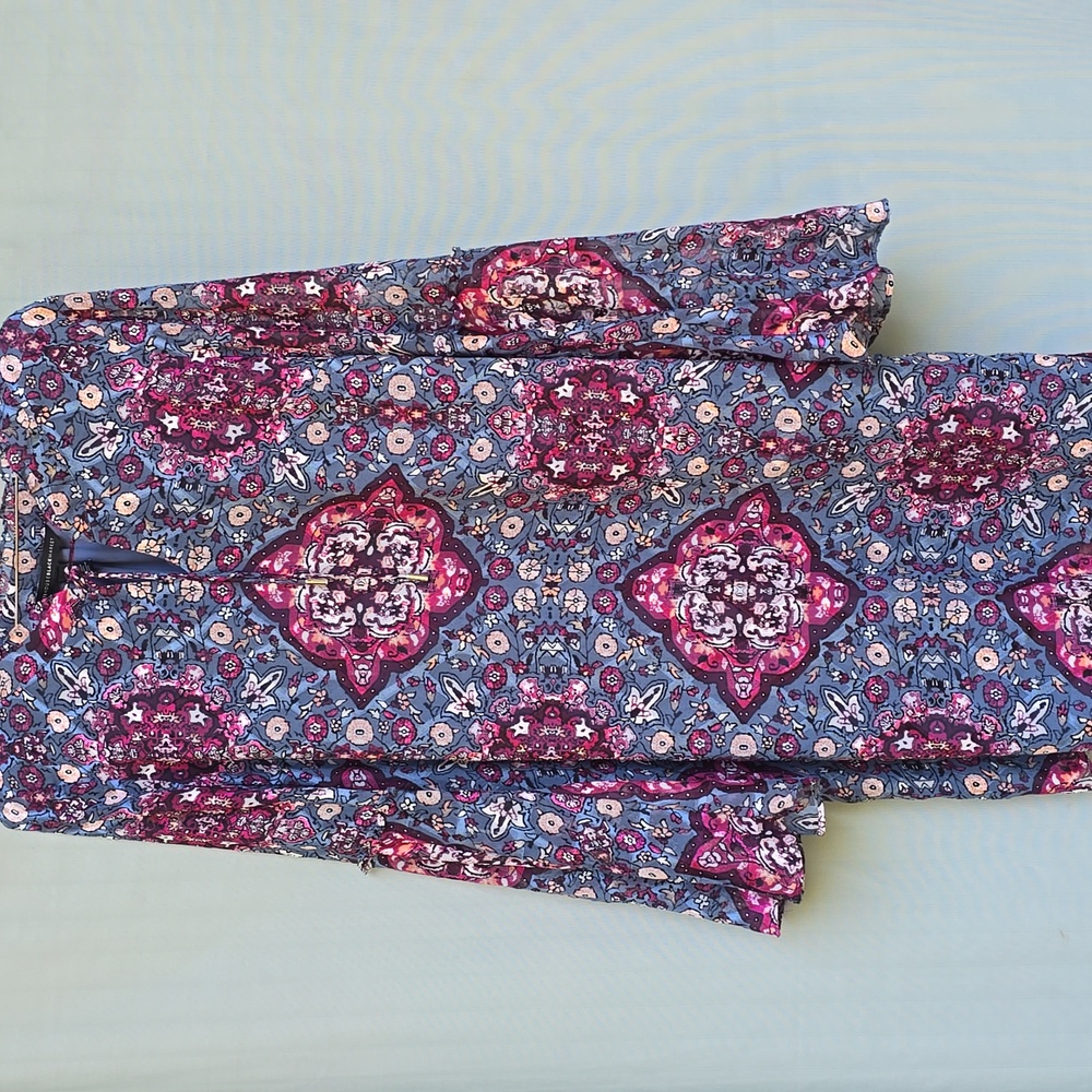 White House Black Market Blue Floral Dress Sz LARGE